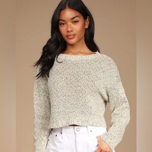 Lulus Green Multi Knit Cropped Sweater